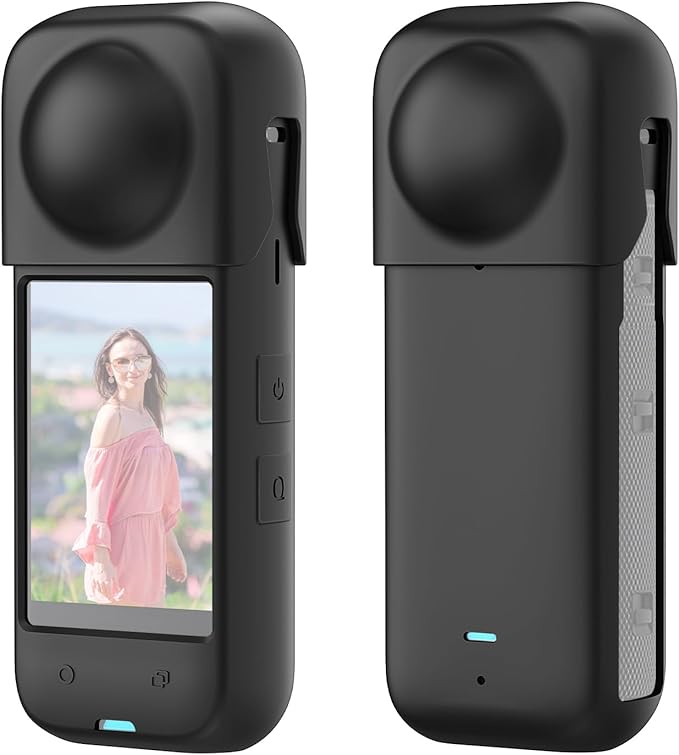 PULUZ Silicone Protective Case for Insta360 X4 with Lens Cap, Soft Camera Protective Cover and Standard Lens Guard for Insta 360 X4 Accessories(Black)