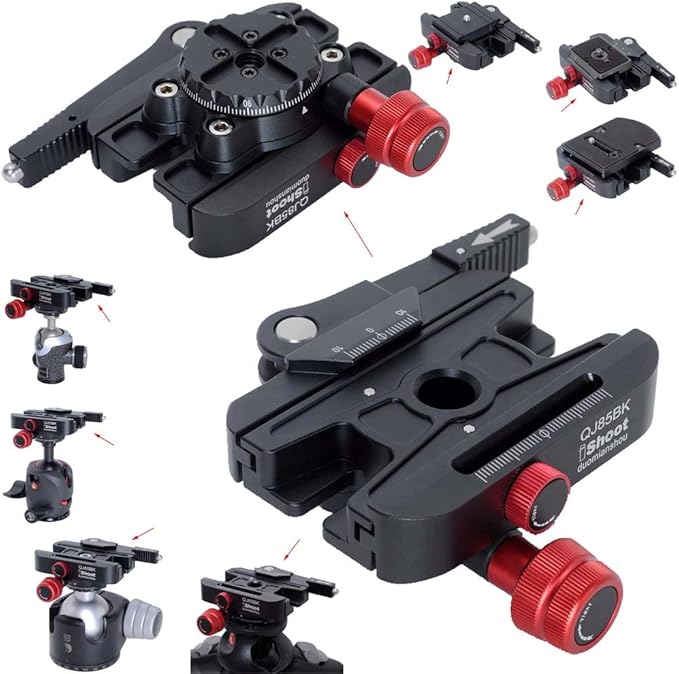iShoot 360°Quick Self-Locked Lever Clamp Converter Adapter Knob Fine-Tuned, Compatible with Manfrotto 200PL/410PL Plate & Arca-Swiss Fit Camera Quick Release Plate & ARCA Manfrotto GITZO Tripod Head