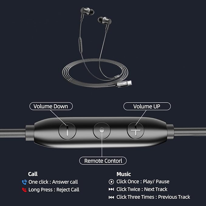 Premium Wired Ear bud with ENC Noise Reduction-Rich Deep Bass Dual-Driver In-Ear Eerphones,Call Noise Cancellation Earbuds USB C,Noise-Isolating Headphone Wired Volume Control (3.5MM & USB C Plug)