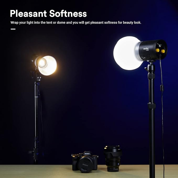 Godox ML-CD15 Diffusion Dome w/3 adapters, Flash Light Diffuser, Fit for Godox V1 Pro V1 AD100 Pro AD200Pro AD300Pro AD400Pro V860III V860II V850III TT685II TT600 TT600S AD200 ML60II Bi ML30 ML60, etc