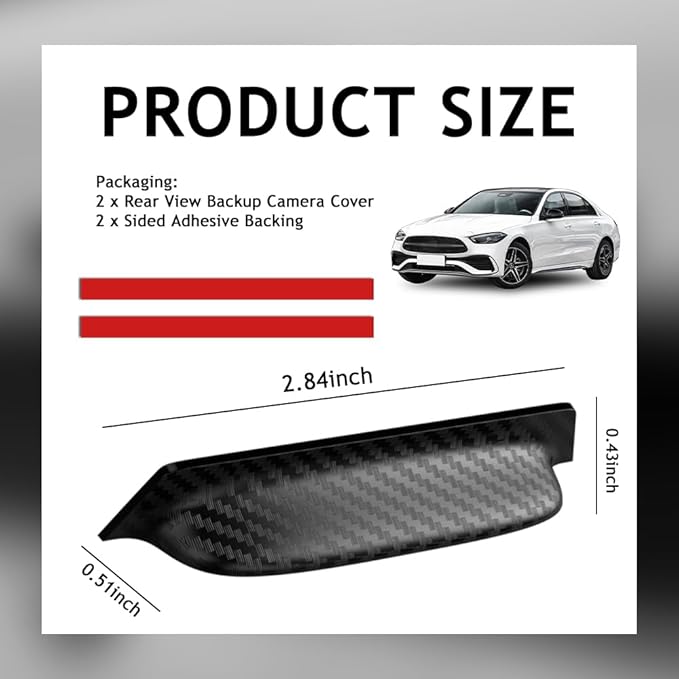 2PCS Carbon Fiber Backup Camera Rain Shield,Backup Camera for Car Anti-Rain Cover,Non-Destructive Adhesion Waterproof Cover for Reverse Cameras as Car Modification Accessories