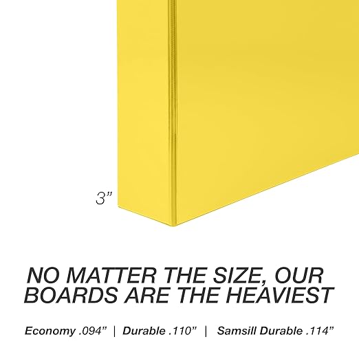 Samsill Durable 3 inch 3 Ring Binder, Made in USA, D Ring Binder, FSC 100% Recycled Chipboard, Yellow