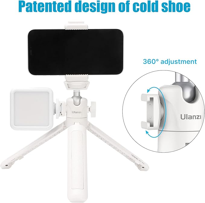 Ulanzi MT-42 Camera Tripod Mini Tabletop Tripod Selfie Stick with Cold Shoe,Travel Tripod for Phone 17 Canon G7X Mark III Sony ZV-1 RX100 VII A6600 Vlogging Filmmaking Live Streaming White