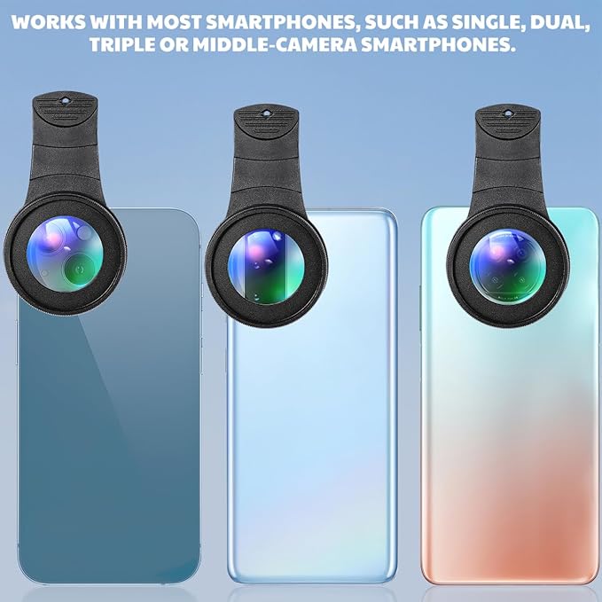 37Mm Clip-on Macro Lens for Smartphones 15X Zoom Mobile Phone Lens with Multi-Coated Optics for Clear Close-up Photography Compatible with iPhone 15 Pro Max and Other Phones
