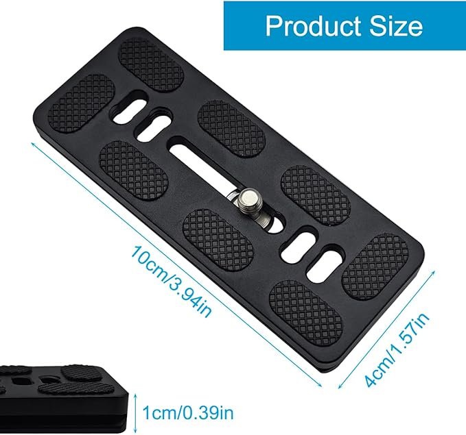 PU-100 100mm Quick Release Plate, Universal Camera QR Plate with D-Ring Screw for DSLR Camera Tripod Ballhead, Quick Shoe Plates Compatible with Arca Swiss Standard Clamp