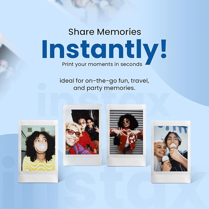 Fujifilm Instax Mini Instant Film, 20 Shots (10 Sheets x 2) – Capture Memories Anytime, Anywhere + BluebirdSales Premium Cleaning Cloth & 8 AA Batteries