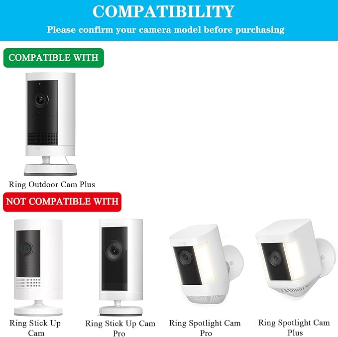 2Pack Sun Rain Shade Camera Cover Compatible with Ring Outdoor Cam Plus,Outdoor Camera Cover Shield,UV and Rain Resistant Shade,Anti Glare,Easy to Install（White）