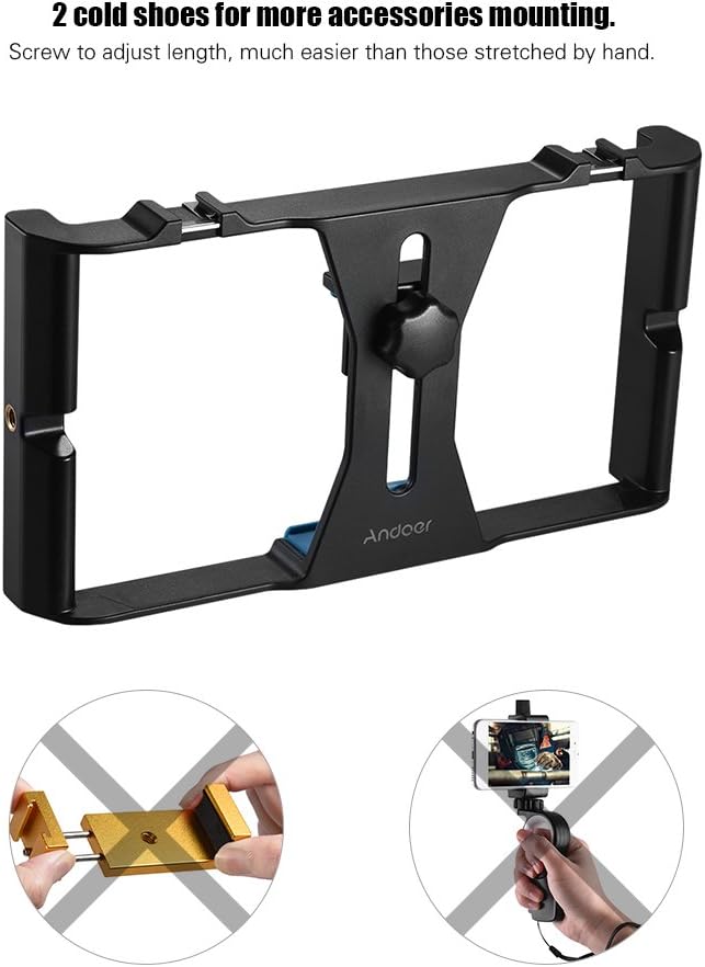 Andoer Smartphone Video Rig Phone Movie Mount Film Making Recording Vlogging Rig Hand Grip Bracket Holder Stabilizer for X 8 7s 6 Plus for Honor