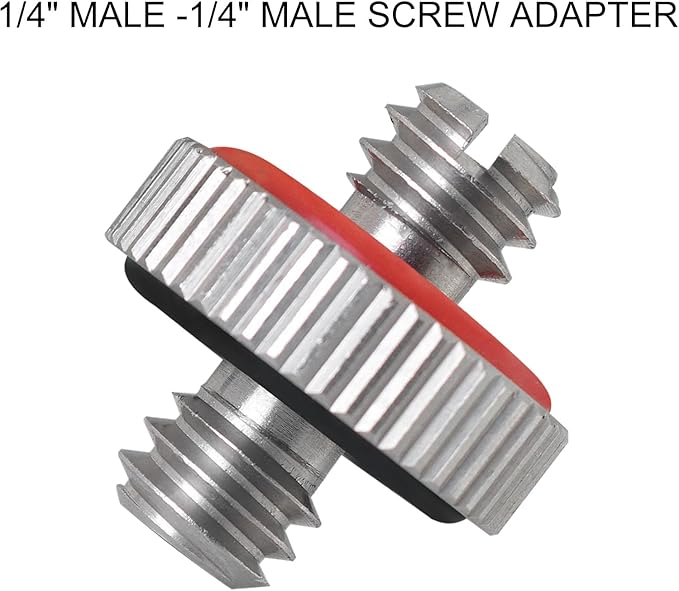 2PCS 1/4 Male to 1/4 Male Threaded Tripod Screw Adapter Conversion Screw with Rubber Grip and Groove Stainless Steel Silver for DSLR Monopods