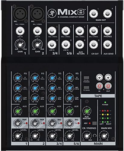 Mackie Mix Series Mix8 8-Channel Mixer, Black