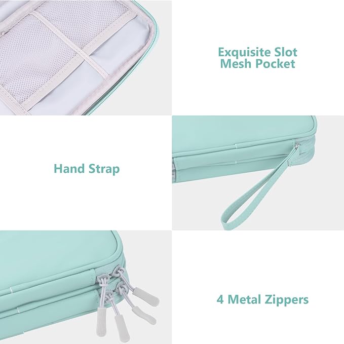 DDgro Electronics Travel Organizer, Tech Accessories Pouch Bag for Cables/Charger & Cords(Mint Green, PU-M)