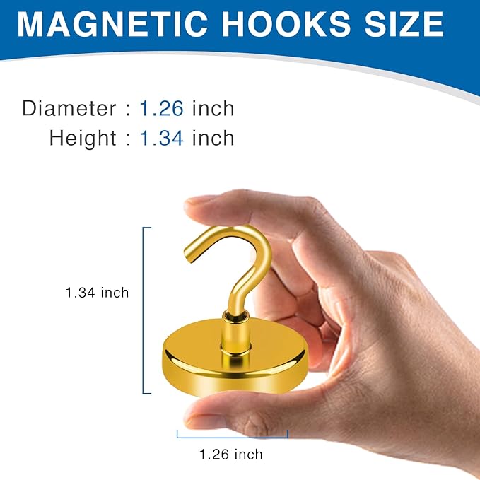 LOVIMAG Yellow Magnetic Hooks for Cruise Cabins, 120LBS Cruise Essentials Must Haves, Cruise Magnets, Magnetic Key Holder, Strong Magnetic Hooks for Hanging, Fridge, Grill -12 Pack