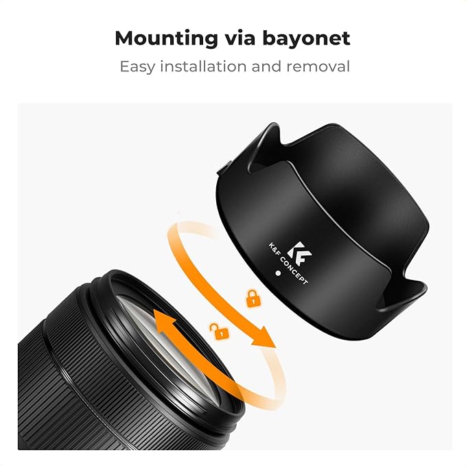 K&F CONCEPT Lens Hood Compatible with Canon RF 24-105mm F4-7.1 is STM,EF-S 18-135mm f/3.5-5.6 is USM Lens, Reversible Snap on Camera Lens Shade Replacement of EW-73D Hood