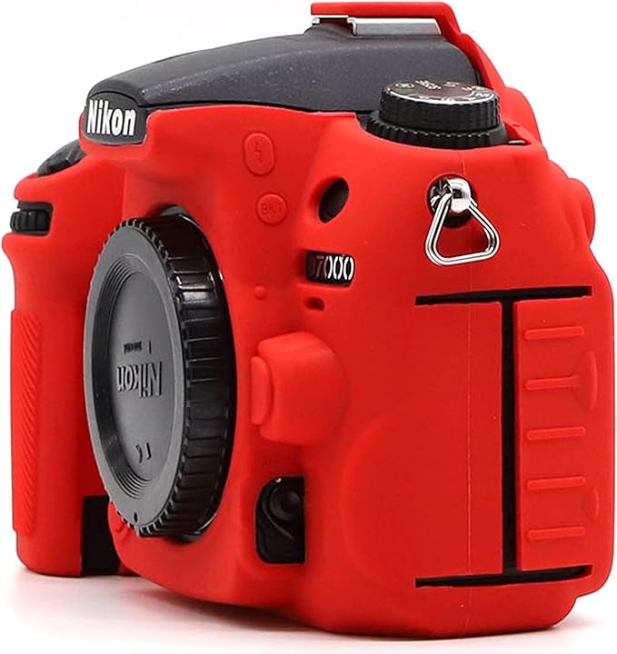 Surpassed Professional Secure Silicone Camera Cases Bag Housing Rubber Body Skin for Nikon D7000 Digital SLR Camera Protective Case (Red)