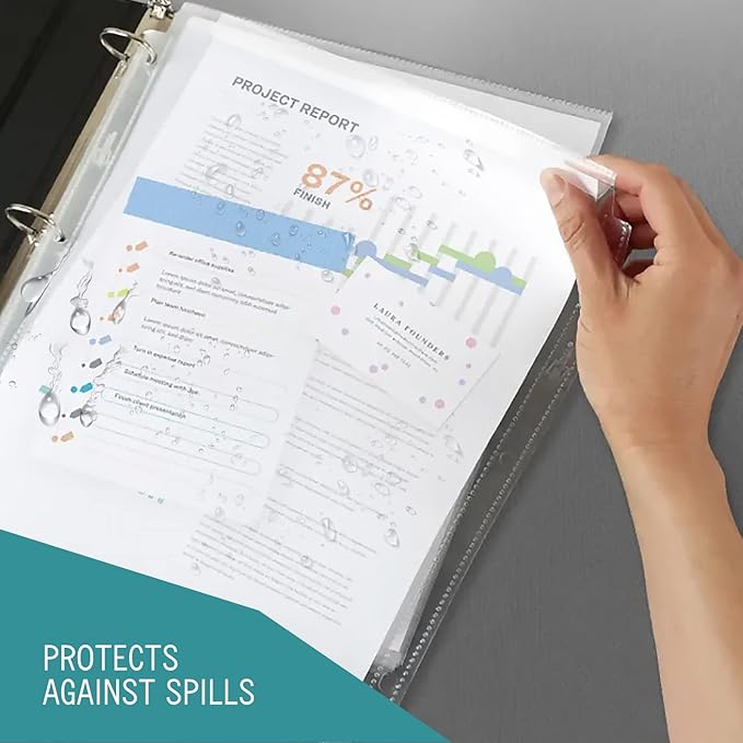 Sheet Protectors, 100 Count Clear Page Protectors for 3 Ring Binder, Top Loading Plastic Sleeves 8.5 x 11 inch