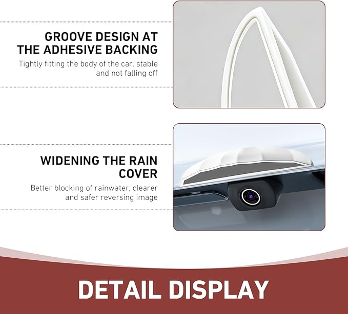 Car Rear View Backup Camera Cover, Soft Silicone Anti-Rain Car Backup Camera Rain Shield, Waterproof Auto Back Up Cameras Rain Cover with Wider Design, Universal for Most Cars(White)