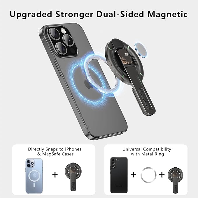 Phone Grip for Magsafe Phone Stand 360°Roration Gym Holder Phone Kickstand Silicone Finger Ring Innovative Pressure-Relief Damping Hinge Design with Magnet Ring Compatible All Phones, White