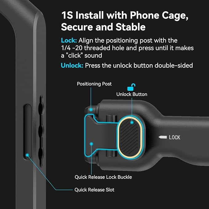 SmallRig Side Handle Quick Release Adaptor, Suitable for Quick Release Phone Cage Series, Compatible with All SmallRig Mobile Phone Side Handles - 4404