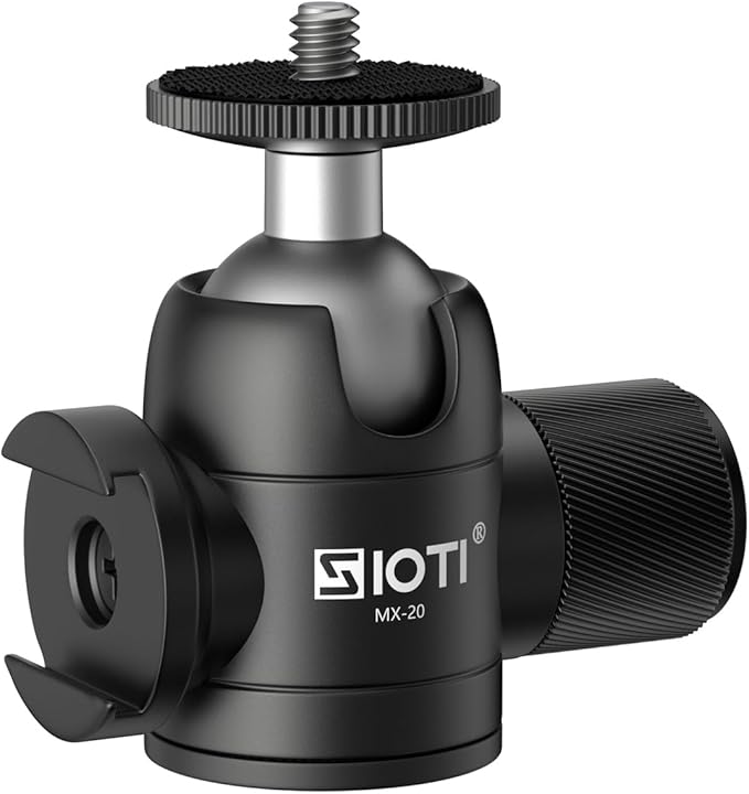 SIOTI Tripod Mini Ball Head, with Cold Shoe Mount, Panoramic 360° Vertical Pan 90°, Compatible with Digital Camera/DSLR/Cell Phone/Monopod/Light Stand/Action Camera etc.
