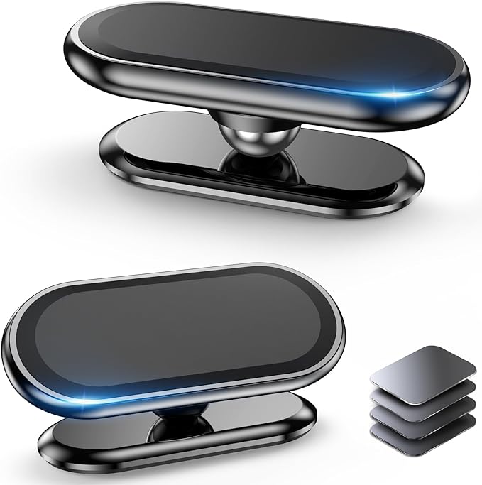 【2-Pack】 Magnetic Phone Holder for car, [ Super Strong Magnet ] [ with 4 Metal Plate ] Cell Phone carmount for iPhone Magnetic [ 360° Rotation ] Universal Dashboard Adhesive Car Magnetic Phone Mount