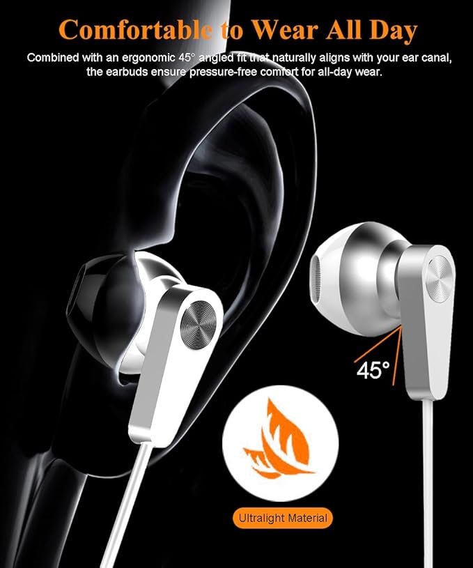 USB C Headphones, USB-C Magnetic Wired Earbuds HiFi Stereo Type C Earphones with Microphone Volume Control for iPhone 16 15 Pro Max Plus, iPad, Samsung Galaxy S25 S24 S23 Ultra, Pixel 9 8 7 and More