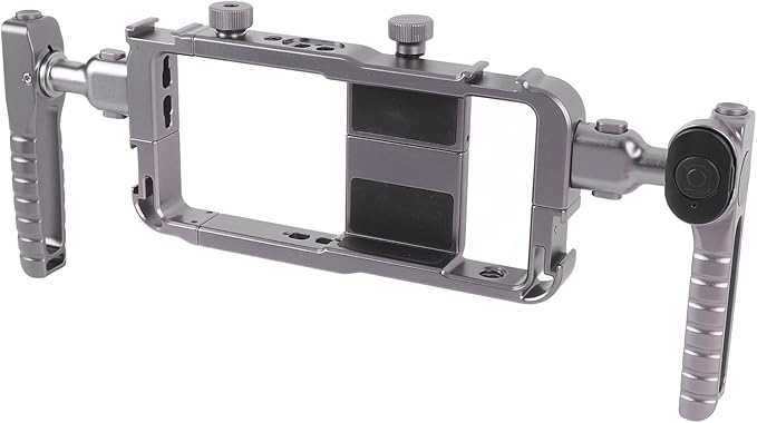 Sonew Phone Video Rig Kit, Aluminum Alloy Smartphone Stabilizer Cage with Rotatable Handle and Cold Shoe Mount, for Phones 6.35cm to 8.7cm