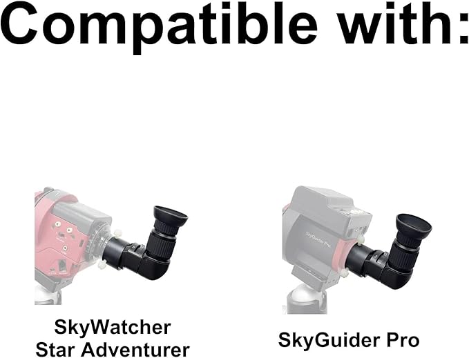 Right Angle Viewer for Polar Scope with Metal Adapter: Crystal-Clear and Easy Polar Alignment | Built in Diopter(1x-2x Zoom) - 90 Degree Viewfinder for Finder Scope Camera & Telescopes/No More Crouch