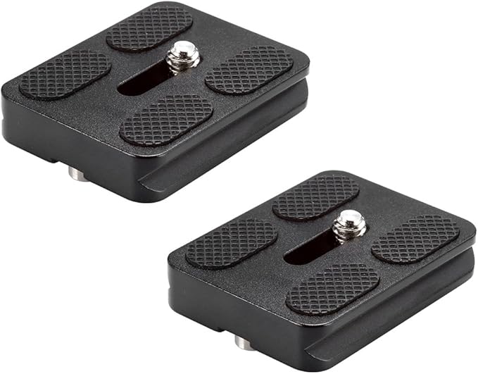 Neewer Pack of 2 PU-50 50 mm Universal Metal Quick Release Plate with 1/4 Inch Screw, Compliant with Standard for Camera Tripod Ball Joint (Black)
