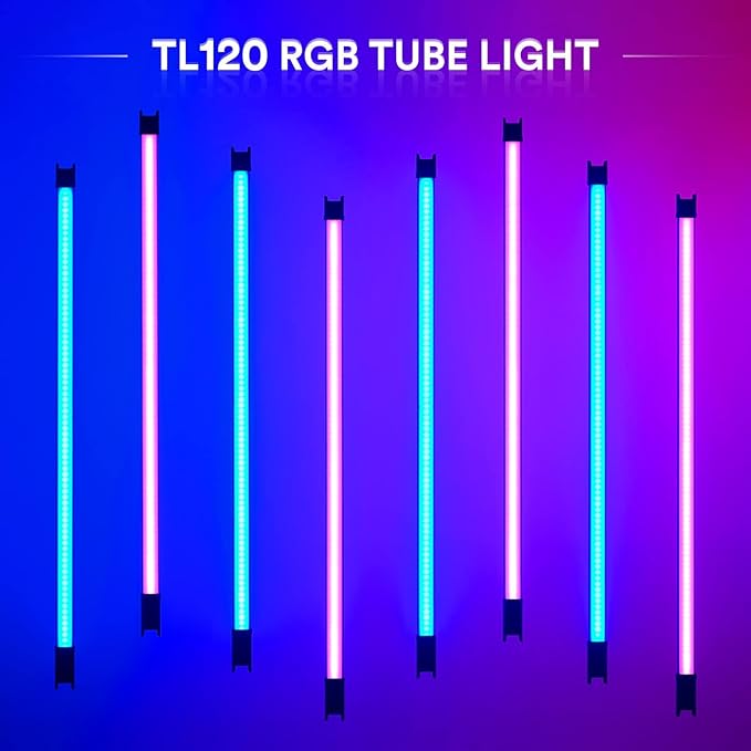 Godox TL120 RGB Tube Light, 2700K-6500K Rechargeable Dimmable Full Color LED Video Light Stick, CRI 96, TLCI 98 with Built-in 5200mAh Battery and APP DMX Control