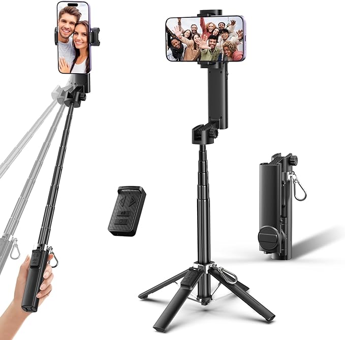 iPhone Gimbal Stabilizer, Estabilizador de Celular Profesional, Android Smartphone Aluminum Extendable Selfie Stick Tripod, 360° Automatic Rotation, Auto Balance for Live Video Recording, Vlogging