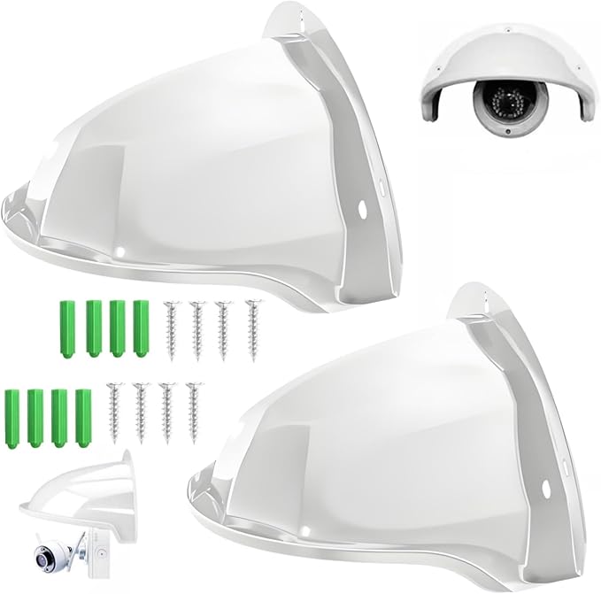 Coolotic Universal Sun Rain Shade Camera Cover Shield Security Protective Roof for CCTV Surveillance Camera Hikvision/Nest/Ring/Arlo/Dome/Bullet (Sun Rain Cover(2PCS White))