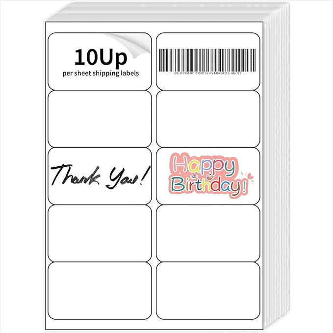 2" x 4" Mailing Labels,1000 Sheets Shipping Labels Printable White Sticker Labels for Laser/Inkjet Printer,Permanent Adhesive Address Labels,10 Labels per Sheet