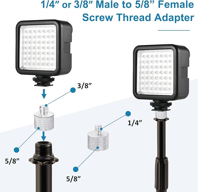 2 Pieces Mic Stand Adapter Set, 5/8" Female to 3/8" Male & 5/8" Female to 1/4" Male Screw Thread Adapter for Microphone Stand, Boom Arm, Camera Tripod, and Mic Mount (Silver)