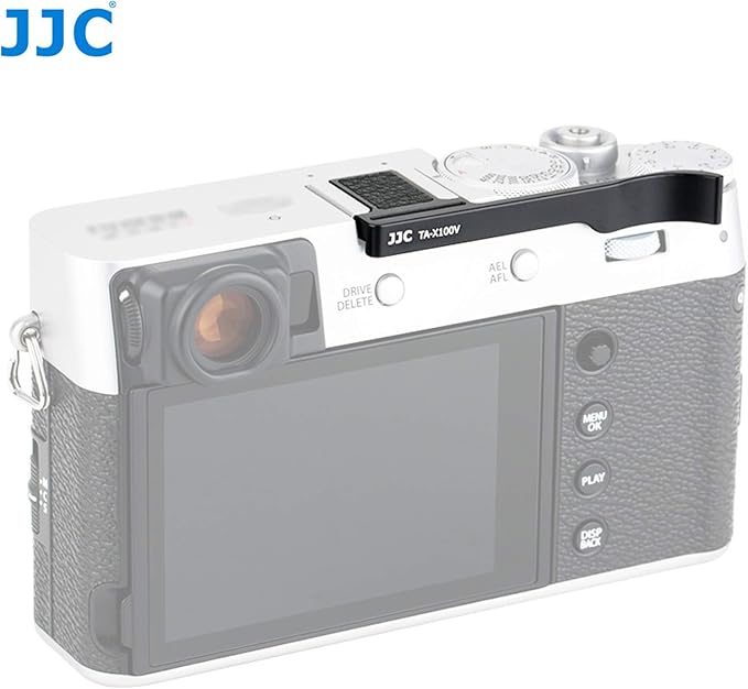 JJC TA-X100V Black Thumbs Up Grip for Fuji X100V Camera, Hot Shoe Thumb Grip Comaptible with Fujifilm X100V X100F X-E3, Made of Premium Anodized Aluminium Alloy, Weight 6G, Size 66.128.39mm