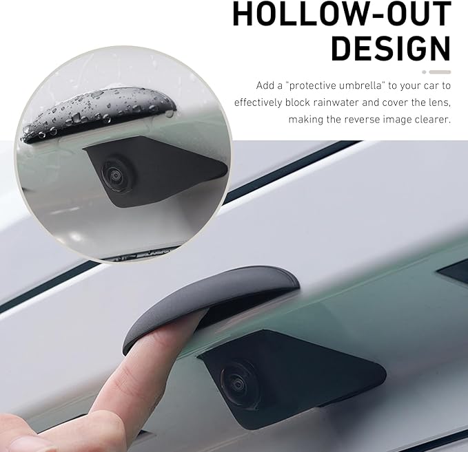 Car Rear View Camera Cover, ABS Thickened Anti-Aging Backup Camera Protector, for Solving The Problem of Rain Obstructing Backup View, Universal for Most Vehicles (Black)