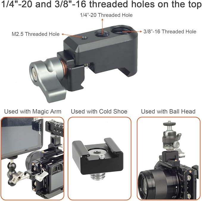 NATO Clamp,Quick Release NATO Rail Clamp with 1/4" 3/8" Threads for Camera Cage Cold Shoe Adapter Monitor Support Mount Magic Arm Ballhead Video Light Microphone