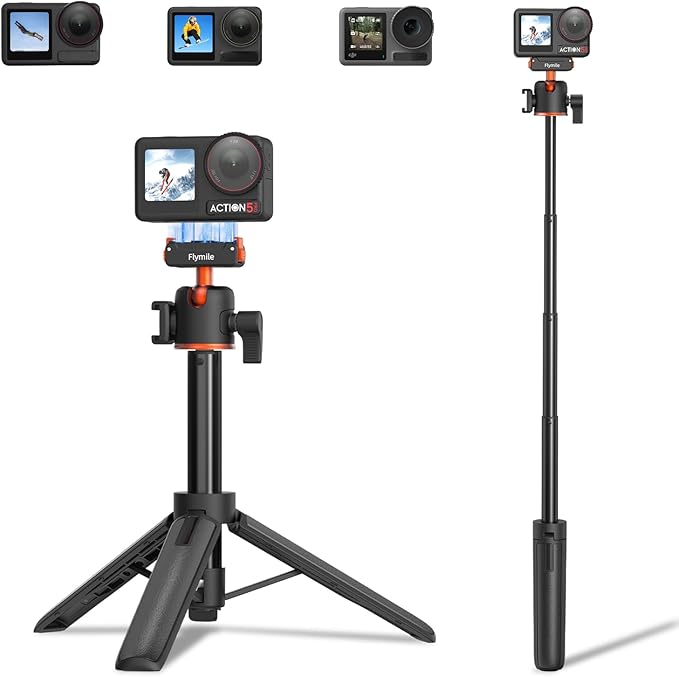 BRDRC Action 5 Pro Tripod Accessories, 21” Extension Rod Mini Table Desk Selfie Stick Portable Handle Grip Quick Release Stand with Cold Shoe for DJI Osmo Action 5 Pro 4 3 Camera