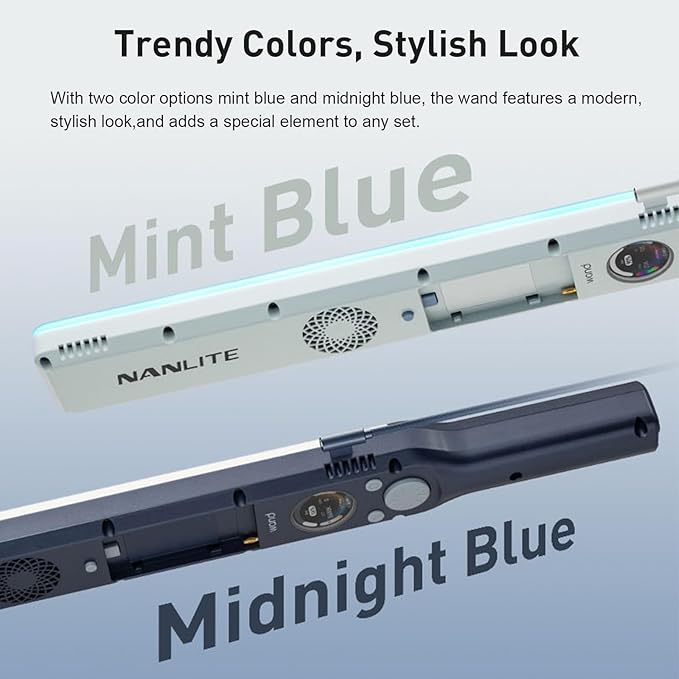 NANLITE Wand 30W RGB Full-Color Handheld Fill Light, 2700-7500K Dual Color Temperature, Bluetooth App Control, Suitable for Vlogging, Livestreaming, and Portrait Photography (Midnight Blue)