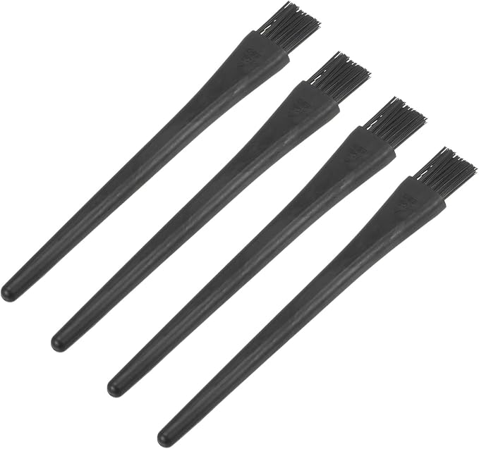 uxcell 4 Pcs Antistatic ESD Brush Portable Plastic Handle Nylon Lab Cleaning Brushes for Electronics Keyboard PCB BGA Repair Soldering, 18x14mm Bristles