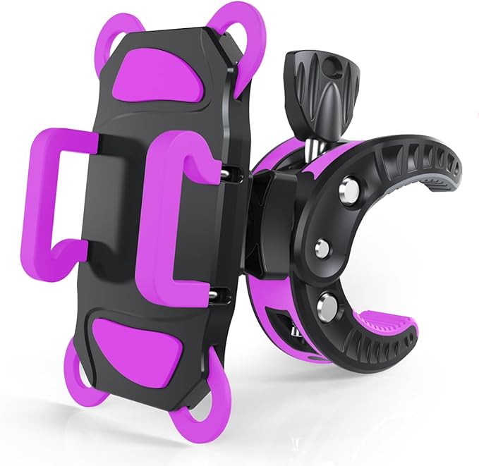 Crescendo CR-30 SlimClip Mic Stand Phone Holder, iPhone Clamp Mount, Pole Phone Mount, Microphone, Music or Drum Stand, Mic/Phone Clip - for iPhone, Samsung Galaxy, Pixel, Any Smartphone (Purple)