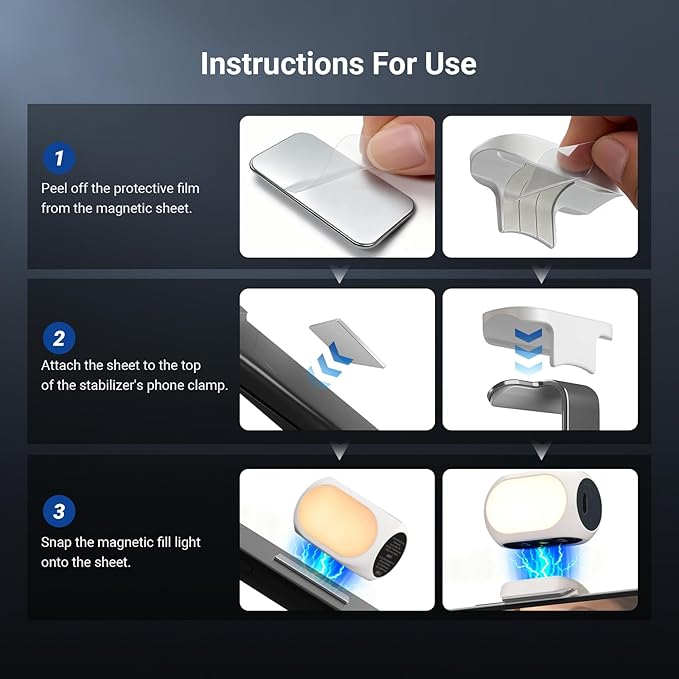 NEEWER Basics Magnetic Selfie Fill Light with Phone Clip/Cold Shoe Mount Compatible with DJI OSMO Mobile 7P 7 SE ZHIYUN Gimbal iPhone, CRI90+ 800mAh Small LED Camera Video Recording Lighting, NL40B