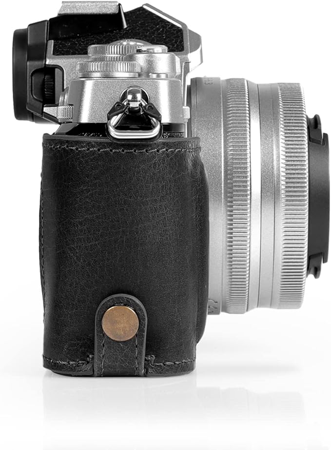 MegaGear MG2016 Ever Ready Genuine Leather Camera Half Case Compatible with Nikon Z fc (Black)