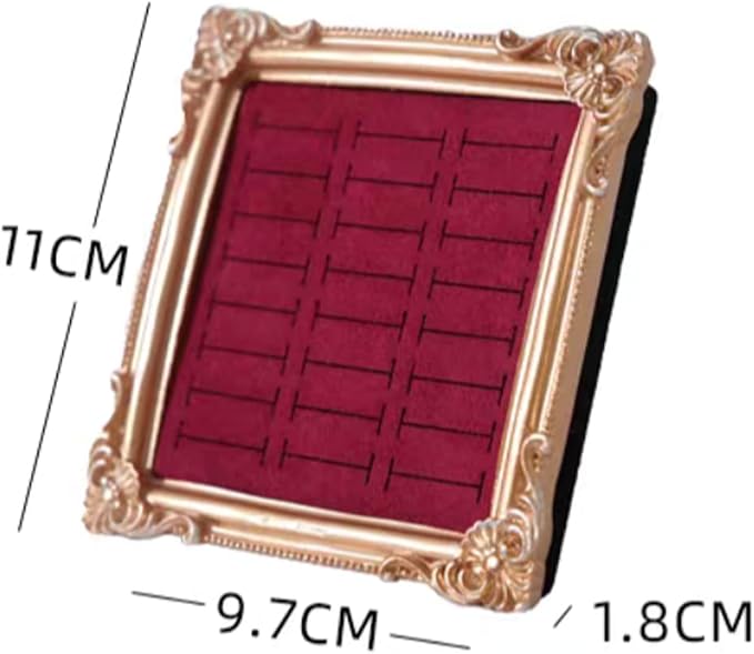 2PCS Jewelry Display Stand Vintage Ring Holder Box Earring Tray Retro Picture Frame Style Ring OrganizerJewelry Frame with Velvet