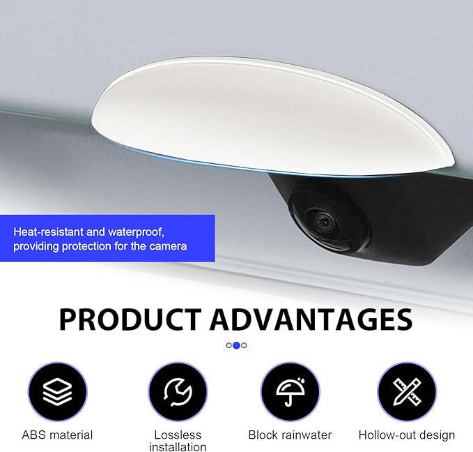 Camera Rain Cover, Car Rear View Camera Cover, Anti-rain Backup Camera Protector, Universal Exterior Accessories for Most Cars (White)
