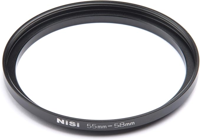 NiSi 55-58mm Pro Step-Up Ring - Threaded Stepping Adapter, 55mm Male Lens Attachment 58mm Female Filter and Accessory Thread - Anodized Aluminum, Matte Black Finish