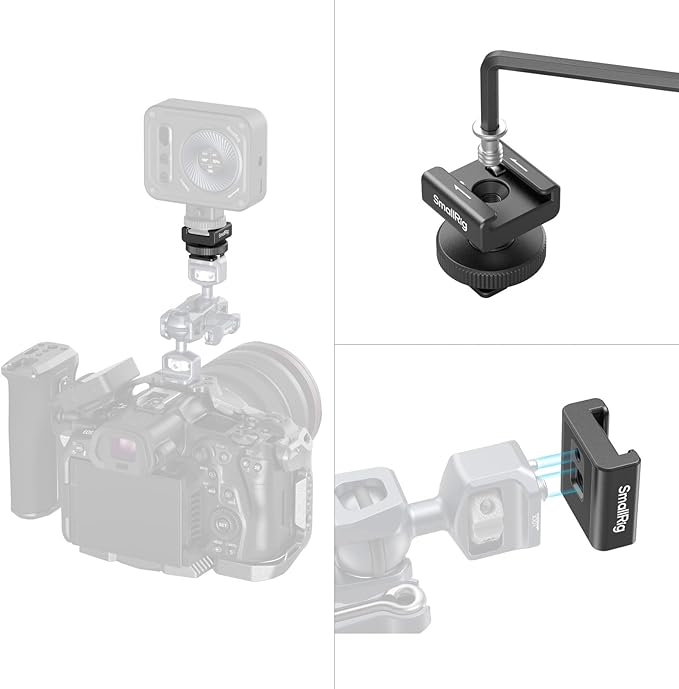 SmallRig Cold Shoe Mount Adapter for Wireless Microphone, for DJI Mic / Mic 2, for RODE Wireless Go II, for Saramonic BLink 900 B, for Hollyland C1, with 1/4"-20 Threaded Hole, Anti Drop Design - 4822