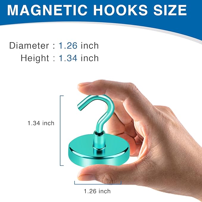 LOVIMAG Magnetic Hooks for Cruise Cabins, 120lbs Cruise Essentials Must Haves, Green Cruise Magnets, Magnetic Key Holder, Strong Magnetic Hooks for Hanging, Fridge, Grill -12 Pack