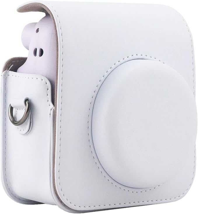 Frankmate Protective Case Compatible with Fujifilm Instax Mini 12 Instant Film Camera with Accessory Pocket and Adjustable Strap (White)