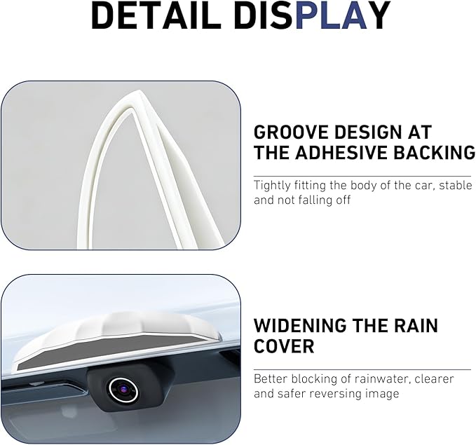Car Rear View Backup Camera Cover, ABS Back Up Camera Anti- Rain Protective, Auto Rear Camera Rain Cover with Wider Design, Universal Reversing Cameras Modification Accessories (White)