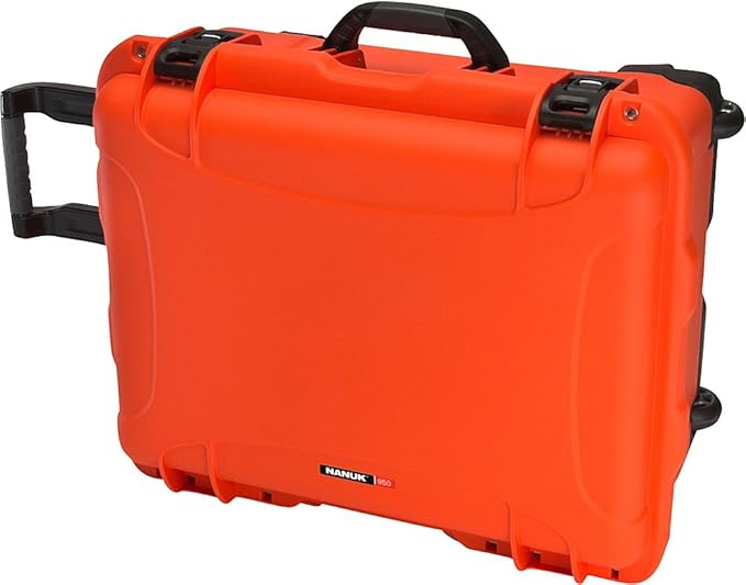 NANUK Waterproof Hard Case with Wheels and Foam Insert - Orange